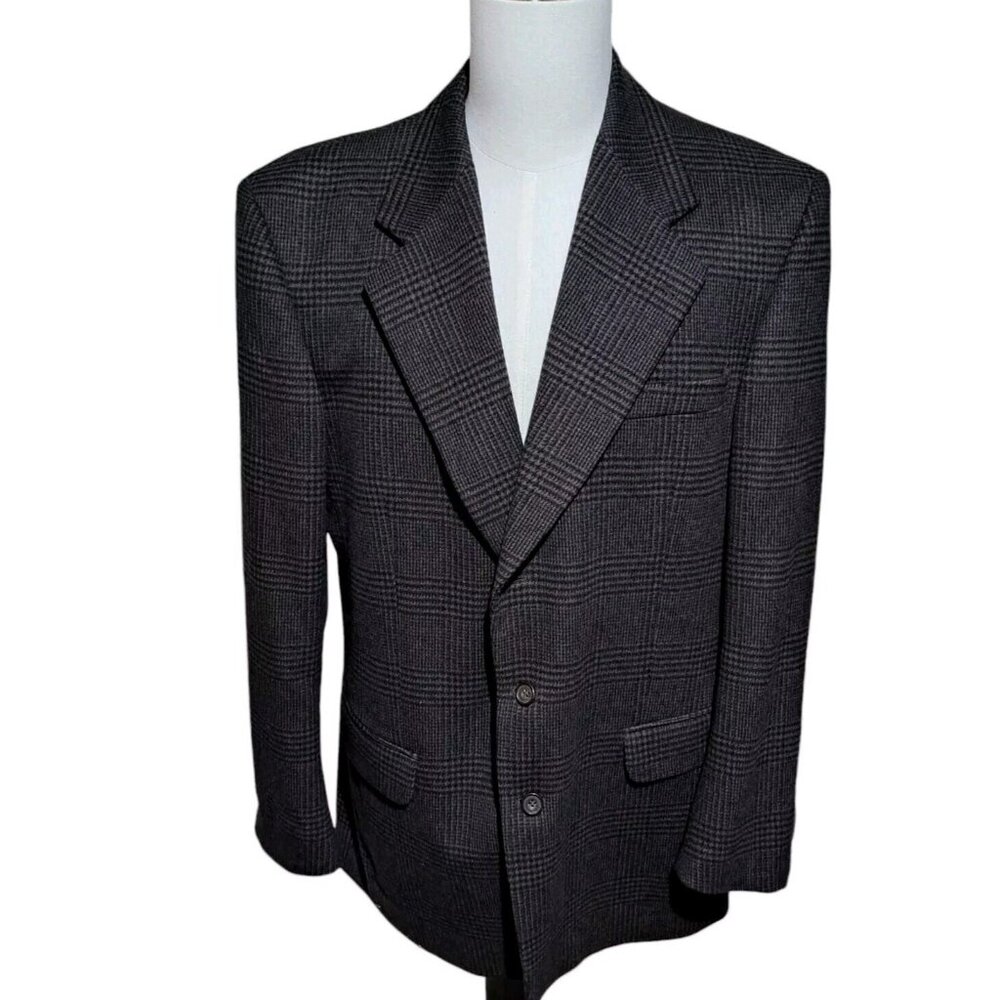 Gianfranco Ruffini Italy Cashmere Blend Sport Coat Brown Black Houndstooth 43L